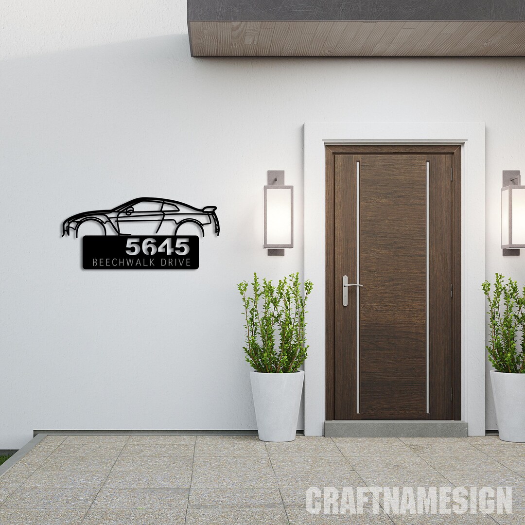 Car Address Sign Custom Luxury Car Outdoor Address Metal Sign, Car House Number Hanging ...