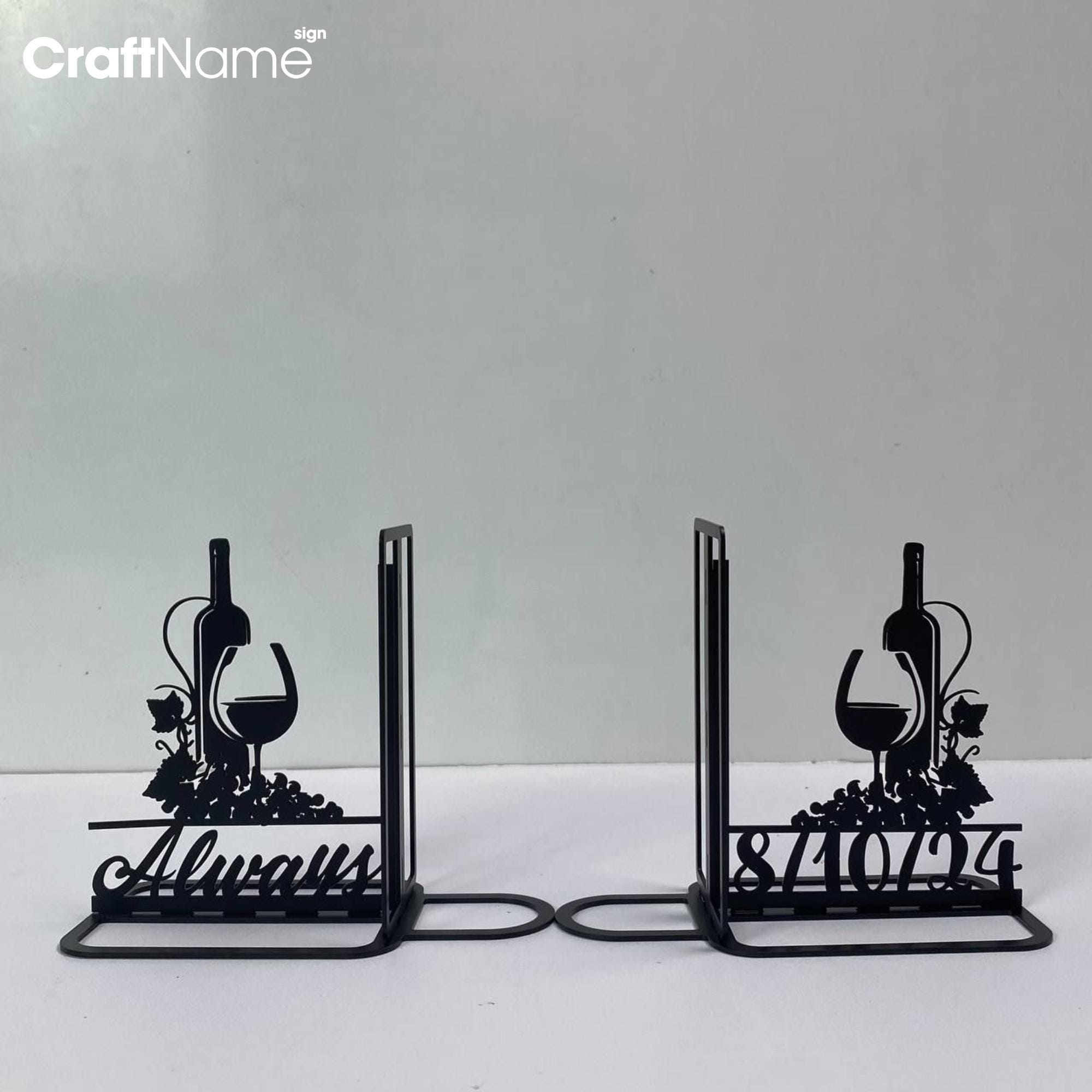 Personalized Vineyard Metal Bookend Sign, Custom Grape Wine Lover Name ...