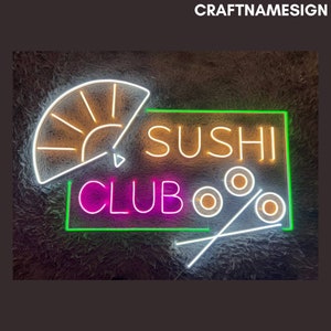 Sushi Club Neon Sign, Japanese Sushi Led Sign, Custom Neon Sign, Japanese Sushi Restaurant Decor, Sushi Store Wall Art, Sushi Lover Gifts