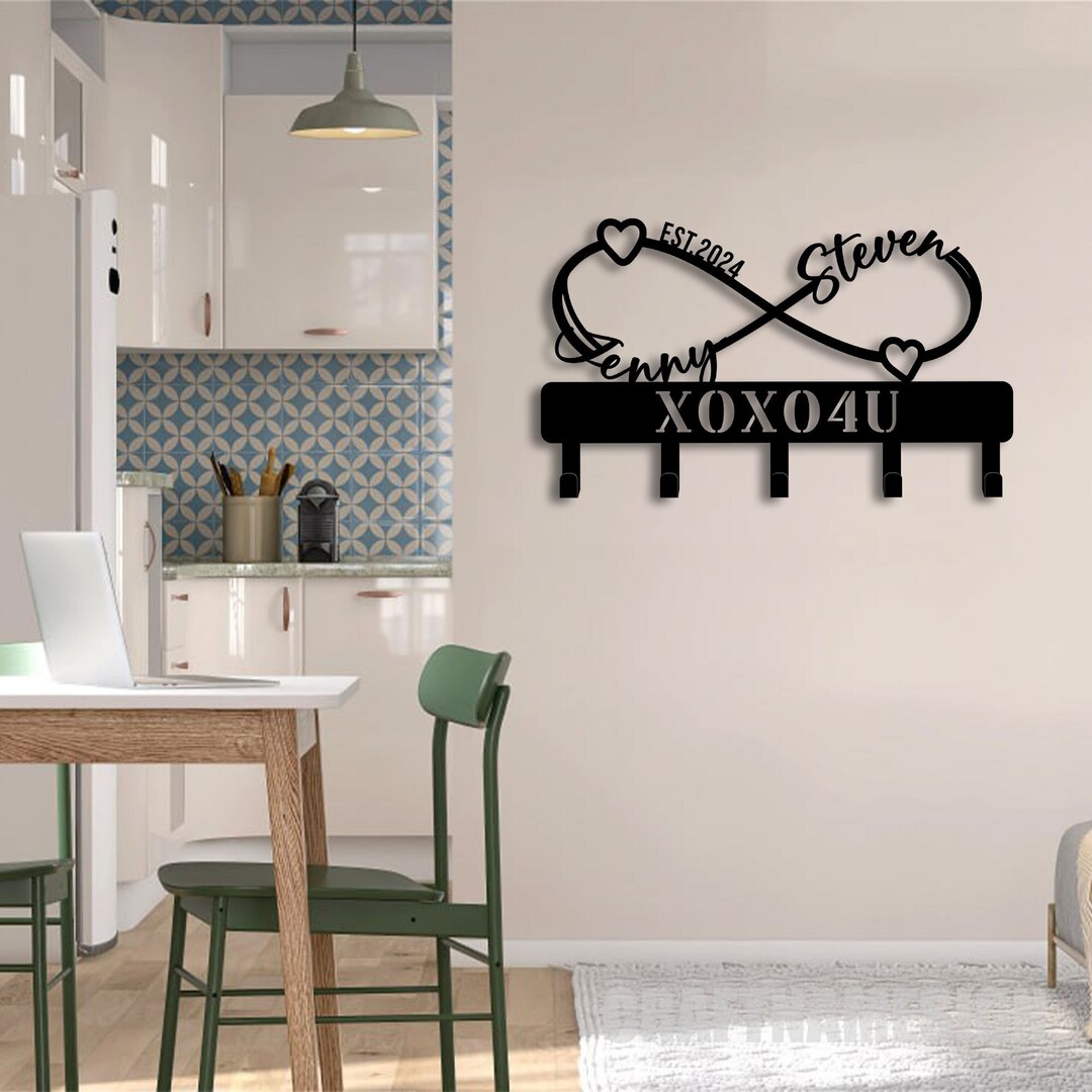 Custom Hugs and Kisses for You Metal Key Holder, Valentine Decorative