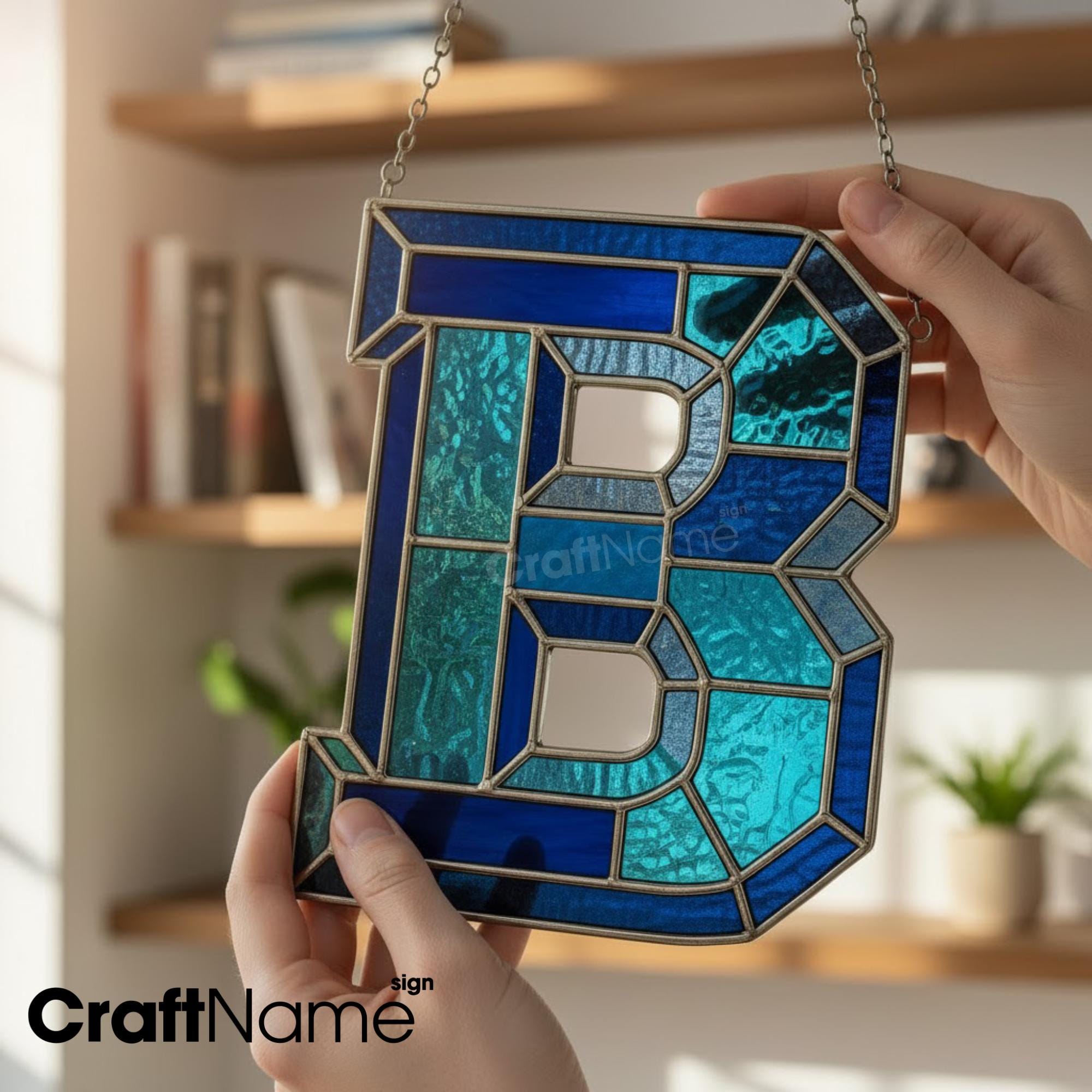 Custom Alphabet Stained Glass Panel, Handmade Initial Suncatcher for ...