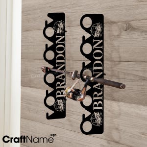 Custom Fishing Boat Metal Wall Rod Holder, Pole Holder for Grandpa, Rustic Wall Mounted Fishing Gift, Wall Rod Rack, Father&#39;s Day Gifts