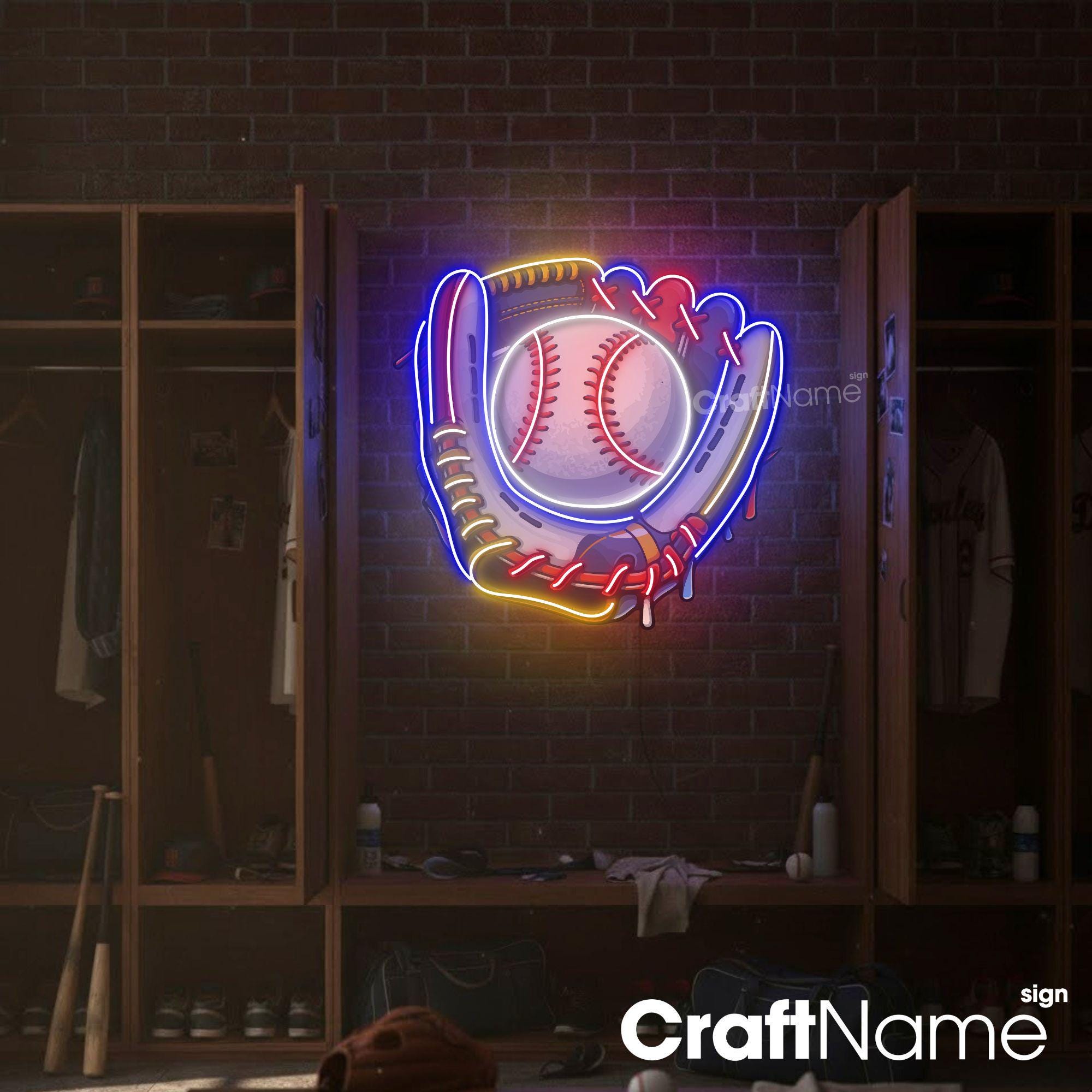 Baseball Neon Sign, LED Wall Light Decor for Game Room, Sports Bar or ...