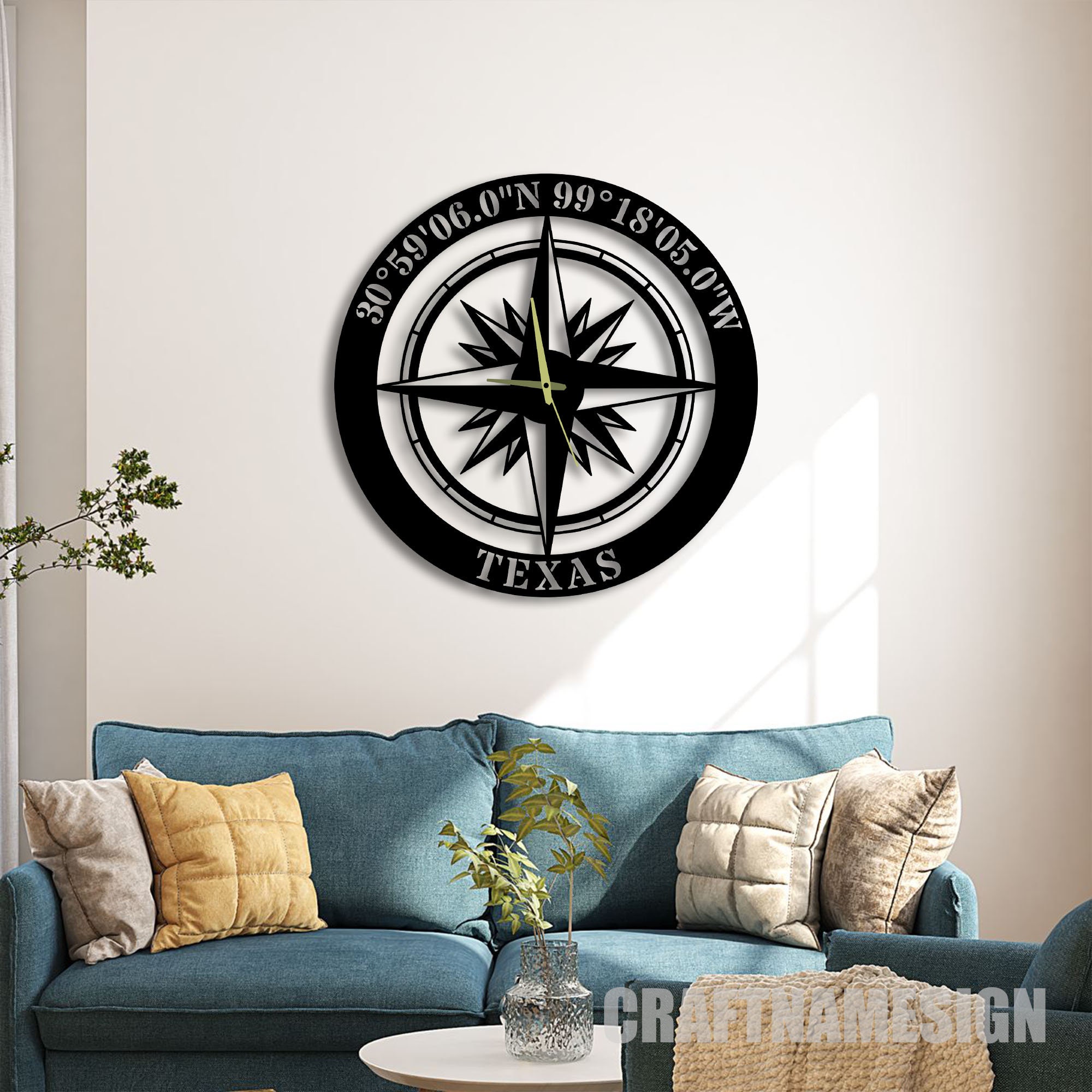 Customized Compass Metal Wall Clock, Wall Clock Unique for Home Decor ...