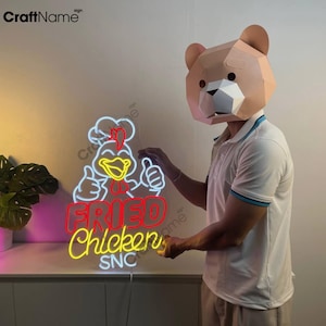 Fried Chicken Led Light Sign for Chicken Restaurant Wall Decor, Fried Chicken Neon Sign, Fried Chicken Shop Open Wall Art Led Lights