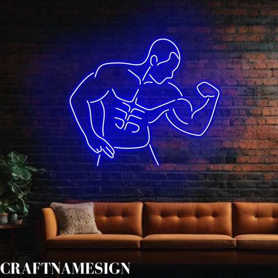Muscle Man With 6 Pack Neon Sign, Sexy Man Body Led Sign, Custom