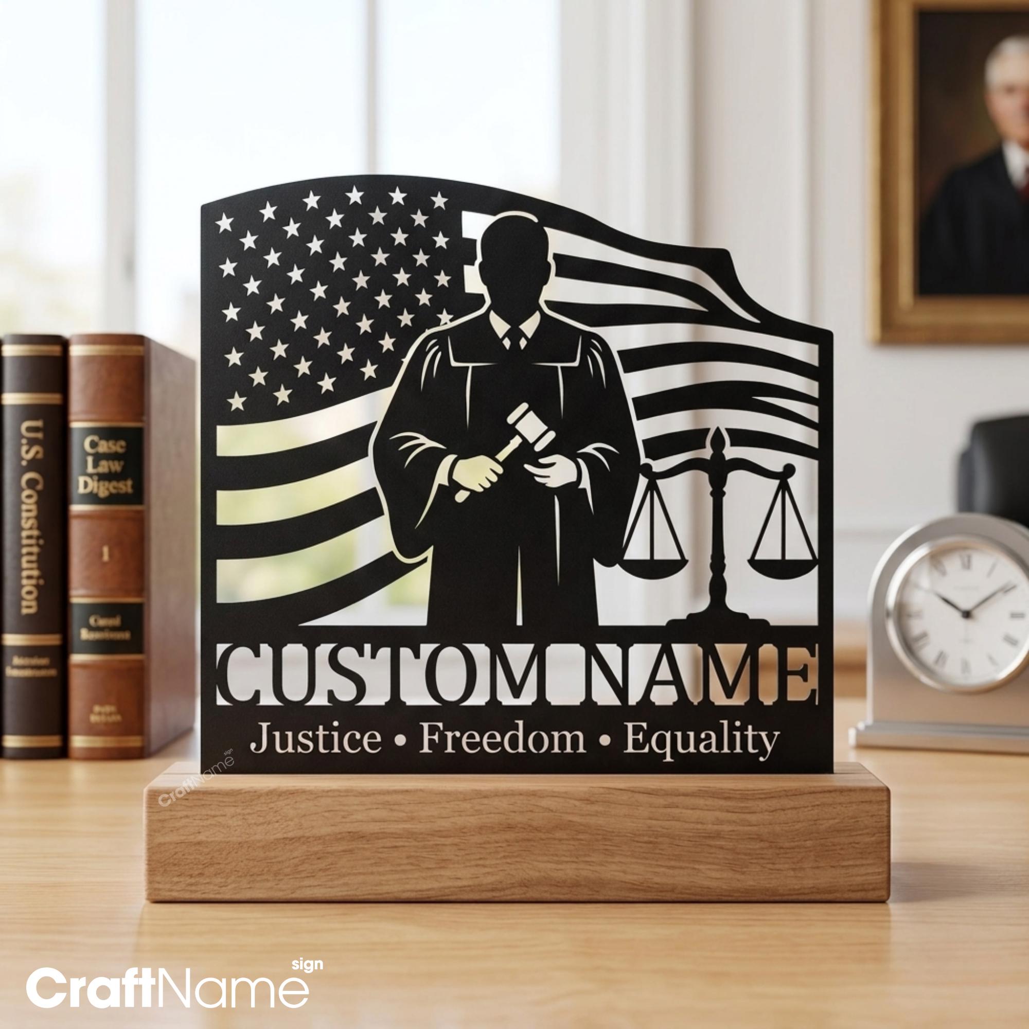 Custom Judge Metal Table Decor, Justice Scale Sign for Office or Legal ...