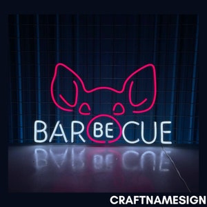 Insegna al neon per barbecue di maiale, insegna a led per hot grill steak house grill bar, insegna al neon personalizzata, arredamento per ristorante barbecue, luce a led per ristorante barbecue