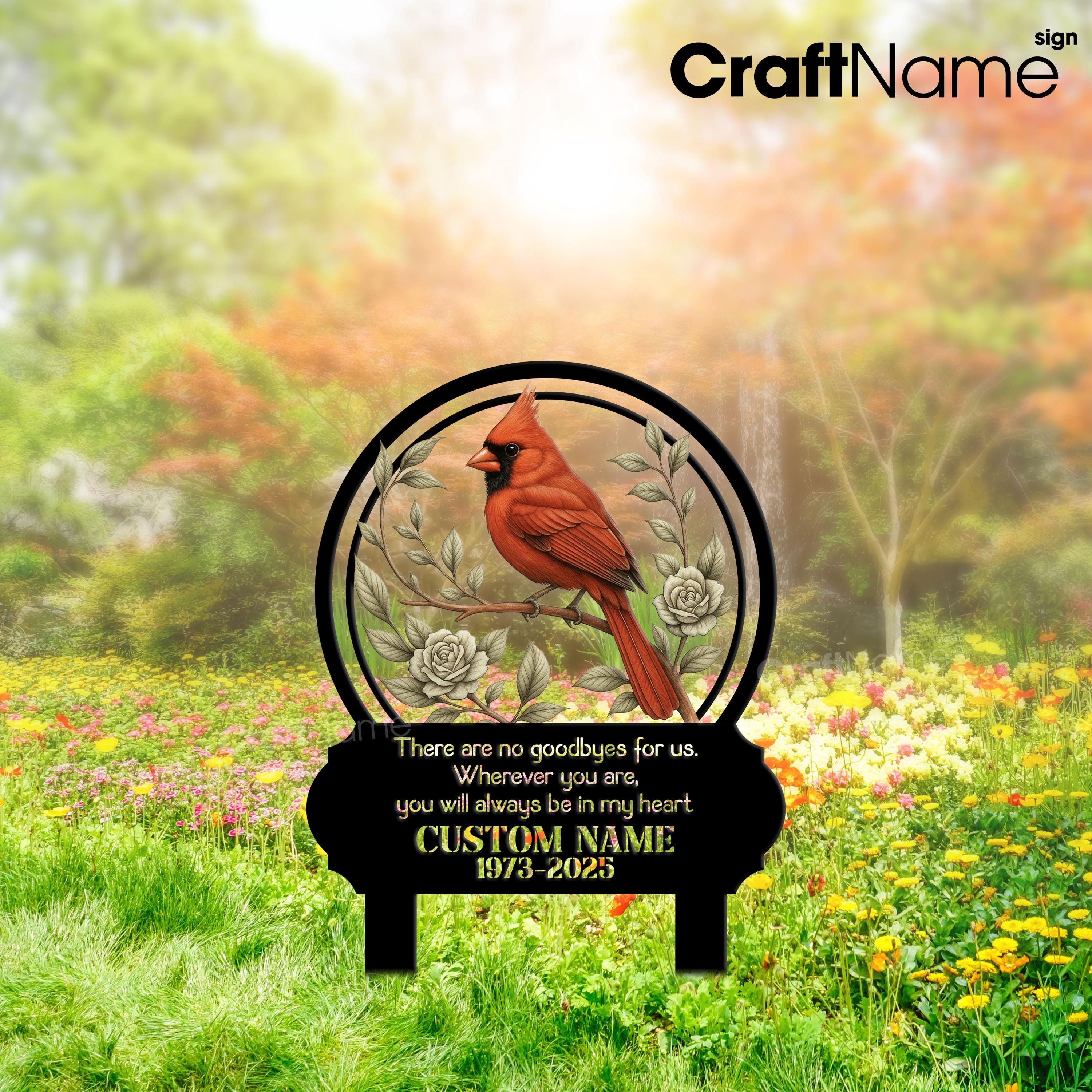 Custom Metal Cardinal Memorial Garden Stake, in Loving Memory Bird Sign ...