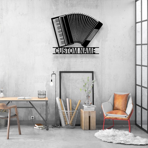 Custom Accordion Musical Instrument Metal Wall Art Led Light