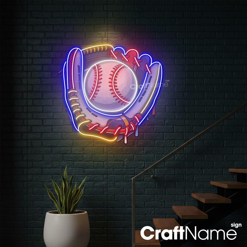 Baseball Neon Sign, LED Wall Light Decor for Game Room, Sports Bar or ...
