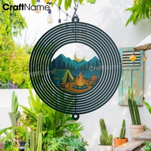 Custom Camping Wind Spinner Garden Hanging Sign, Wind Spinner Campsite Outdoor Decor, Camping Lover Hanging Yard Sign, Father&#39;s Day Gift