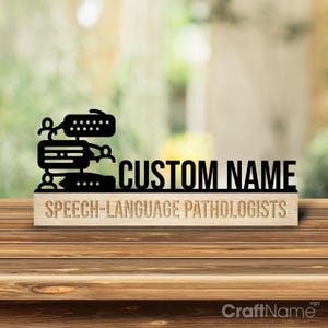 Custom Wooden Speech Language Pathologists Desk Name Plate, SLP Metal Nameplate for desk, Desk Office Decor, Desk Name Plate, New Job Gift