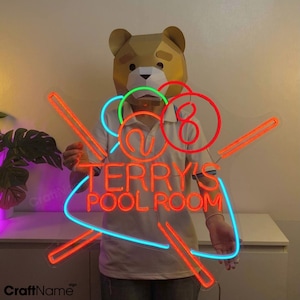 Custom Billiards Pool Room Neon Sign, Billiard Pool Hall Open Led Wall Art, Pool Hall Wall Decor, Fathers Day Gifts, Snooker Club Decor