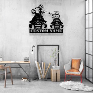Custom Father Son Snowmobile Metal Wall Art LED Light - Personalized Ski-Doo Name Sign Home Decor - Ideal for Home Decor & Gift