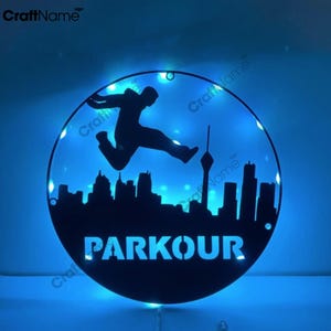 Personalized Parkour Metal Wall Art, Jump Parkour Led Light Sign, Parkour Love Home Decor, Christmas Gift, Home Decor Idea Gift