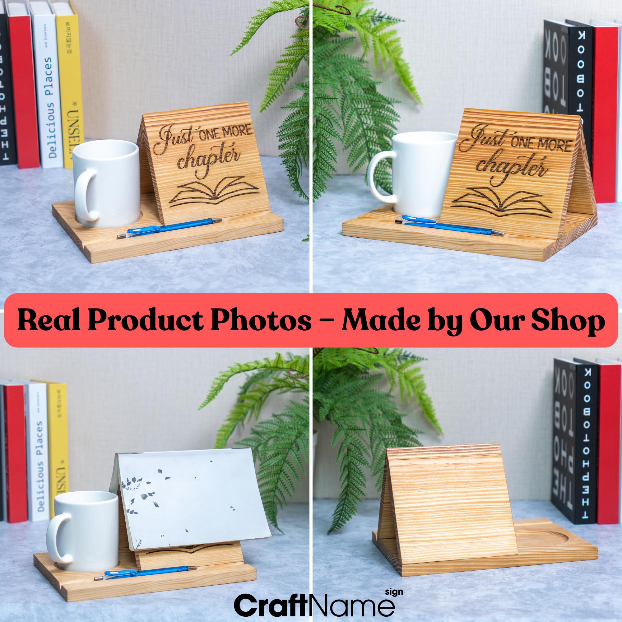 Personalized Wooden Book Holder, Custom Book Stand for Home Library or ...