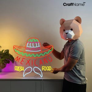 Mexicano Fresh Food Led Lights, Mexican Food Shop Neon Wall Decor, Mexican Restaurant Open Wall Led Sign, Mexico Kitchen Wall Art