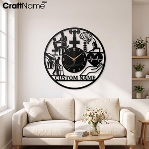 Personalized Physical Therapy Metal Wall Clock, Physiotherapist Clinic Art, Custom Patient Care Silent Quartz Timepiece