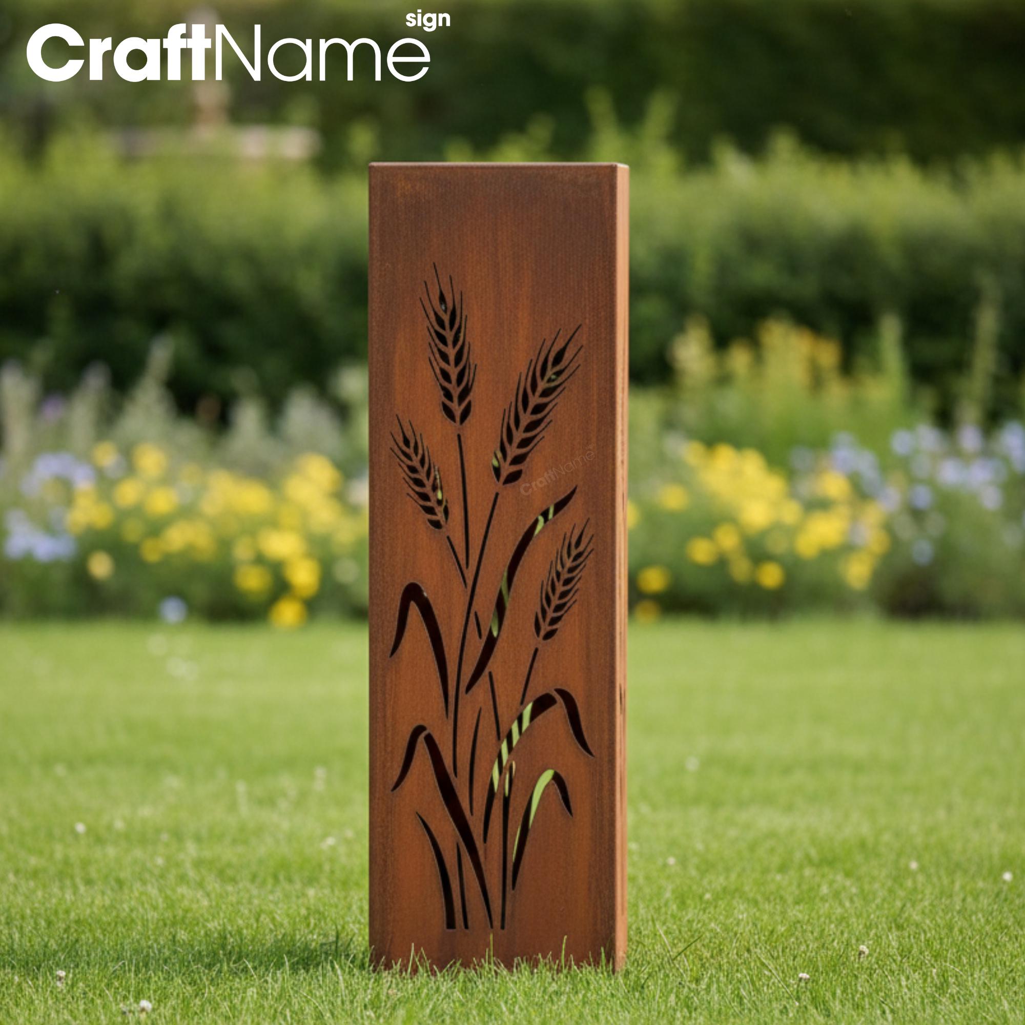 Rustic Short Light Columns Wheat Rusty Metal Garden Column, Rustic Outdoor Yard Decor for Patio or ...