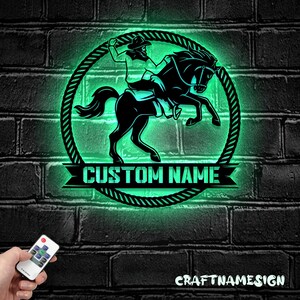 Custom Western Cowboy Roping Metal Wall Art LED Light - Personalized ...