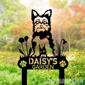 Personalized Yorkshire Terrier Dog Grave Marker Stake, Memorial Plaque with Stake, Metal Garden Stake, Grave Stake, Backyard Decor