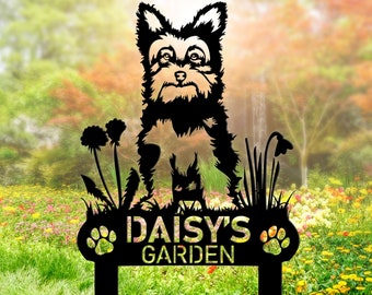 Personalized Yorkshire Terrier Dog Grave Marker Stake, Memorial Plaque with Stake, Metal Garden Stake, Grave Stake, Backyard Decor