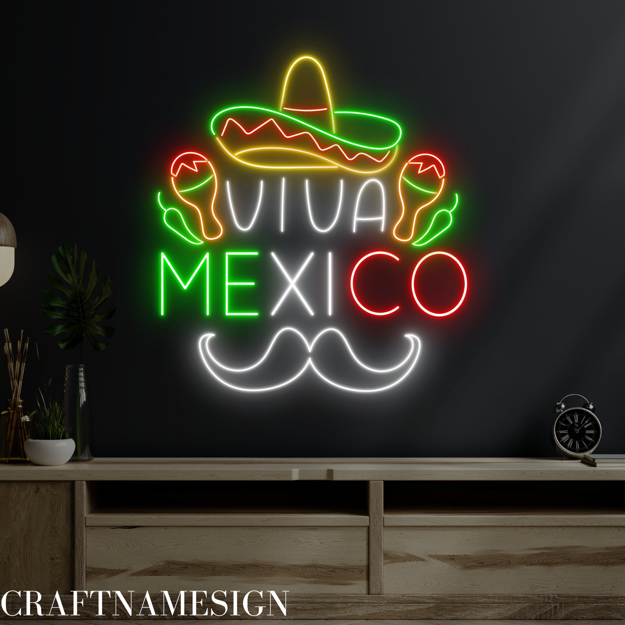 Viva Mexico Neon Sign, Mexican Fiesta Led Sign, Custom Neon Sign