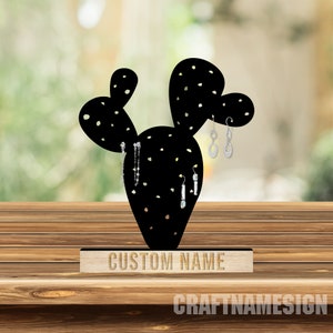 Gioielli personalizzati Cactus Metallo, Appendiabiti per gioielli Appendiabiti per collane in acciaio inossidabile Porta anelli Espositore per orecchini, regalo per gli amanti dei cactus