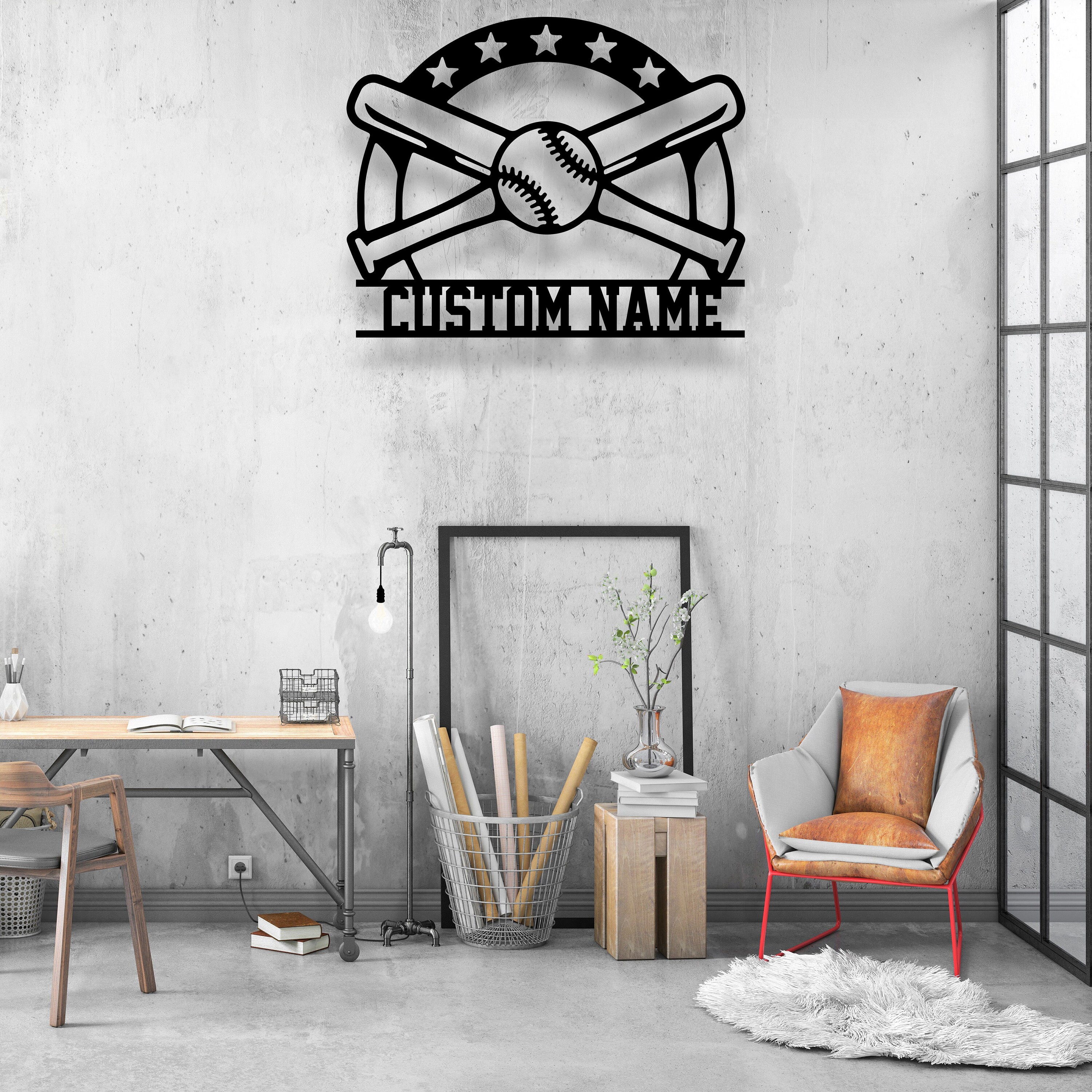 Custom Baseball Bat Metal Wall Art LED Light - Personalized Ball ...