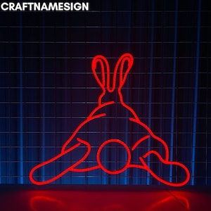 Funny Decoration With Rabbit Ass Butt Led Sign, Custom Neon Sign, Christmas Gift For Kids, Kid Room Decor, Rabbit Bunny Lover Gifts