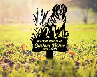 Personalized Saint Bernard Dog Memorial Metal Plaque With Stake, Custom Saint Bernard Dog Garden Memorial, Cemetery Stake, Remembrance Gift