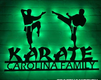 Personalized Boy Karate Martial Arts Metal Wall Art LED Light - Custom Kid Karate Sign Home Decor ,Perfect Metal for Gift and Decor