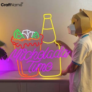 Michelada Time Neon Sign, Mexican Michelada Cocktail Led Sign, Michelada Cocktail Bar Wall Art Decor, Mexican Bar Pub Open Neon Lights