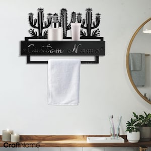 Portasciugamani in metallo a forma di cactus personalizzato, portasciugamani in carta a forma di cactus del deserto, porta carta igienica, portasciugamani in metallo per il bagno, gancio per asciugamani da parete