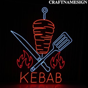 Kebab Neon Sign, Doner Kebab Led Sign, Custom Neon Sign, Kebab Restaurant Wall Decor, Doner Kebab Store Wall Art, Shawarma Lover Gifts