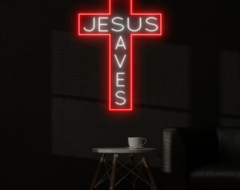 Jesus Saves Cross Neon Sign, Jesus Saves Led Sign, Custom Neon