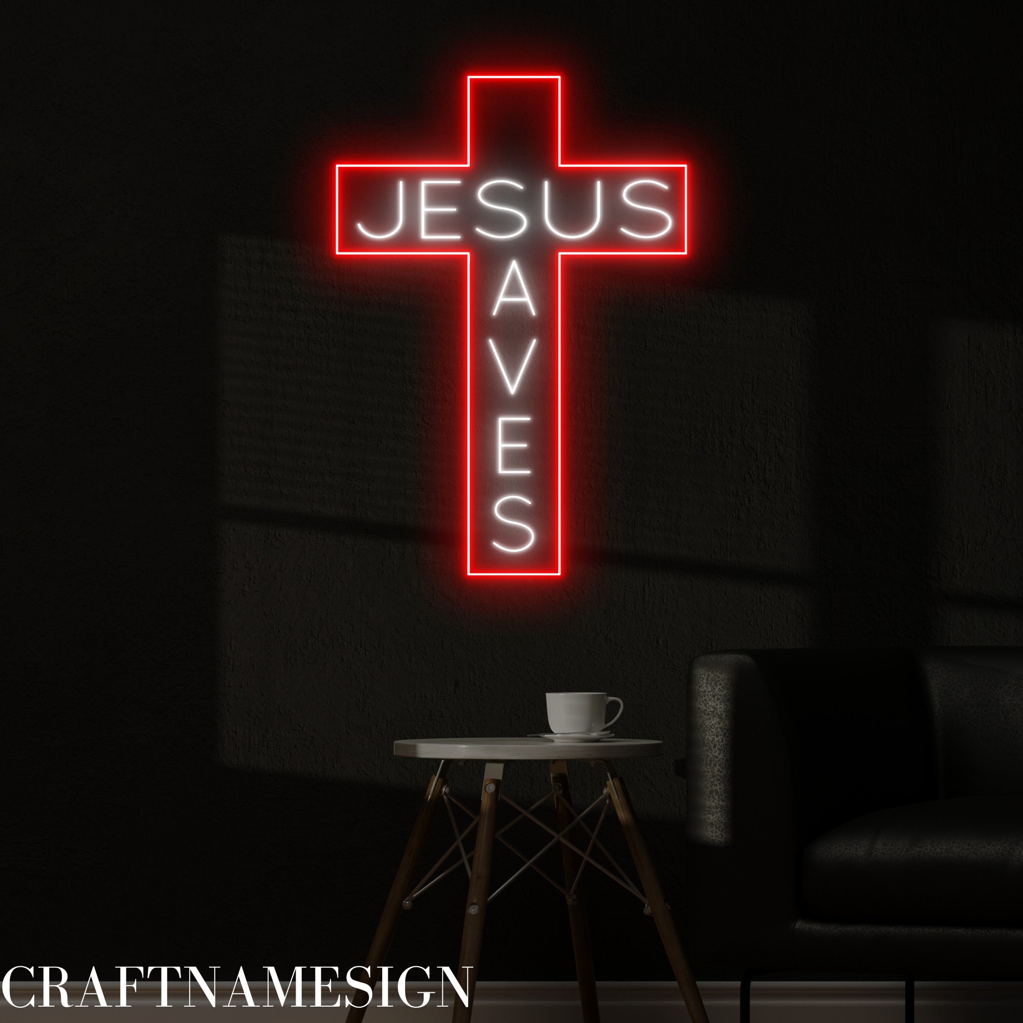 Jesus Saves Cross Neon Sign, Jesus Saves Led Sign, Custom Neon