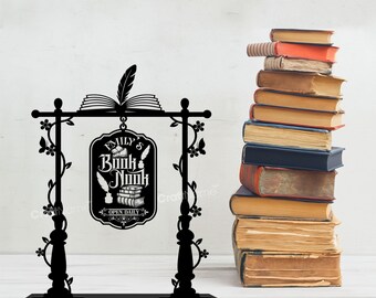 Spersonalizowany metalowy stojak na książki, miniaturowy drogowskaz do czytelni, kącika książkowego i biblioteki, prezent dla miłośników książek