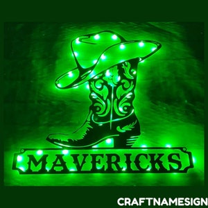 Custom Cowboy Boots Hat Metal Sign, Cowboy Boots Led Sign, Personalized Cowboy Name Metal Sign, Cowboy Lover Gifts, Cowboy Bar Decor