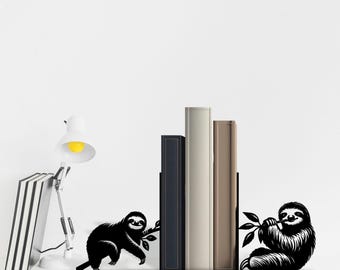 Custom Sloth Book Holder Metal Sign, Sloth Lover Metal Bookend for Book Nook Decor, Book End Metal Art, Desk Book Stand Decor, Bookish Gifts