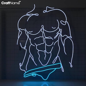 Sensual Naked Muscle Man Neon Sign For Gay Room & Gym Fitness Decor, Sexy Body Decor, Gay LGBT Room Wall Art, Male Body Led Lights