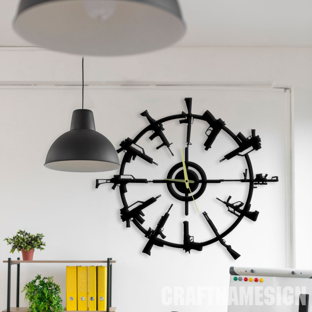 3D Gamer DIY Wall Clock Guns, Wall Clock Unique for Home Decor and Wall