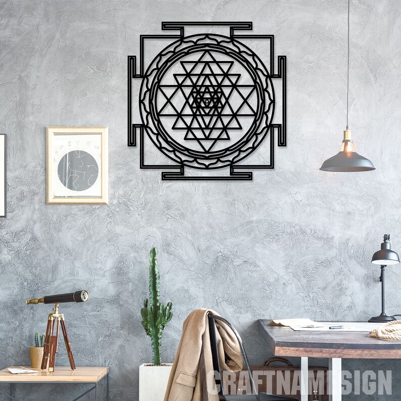 Sri Yantra Sacred Geometry Metal Wall Art Led Light, Metal Sign ...