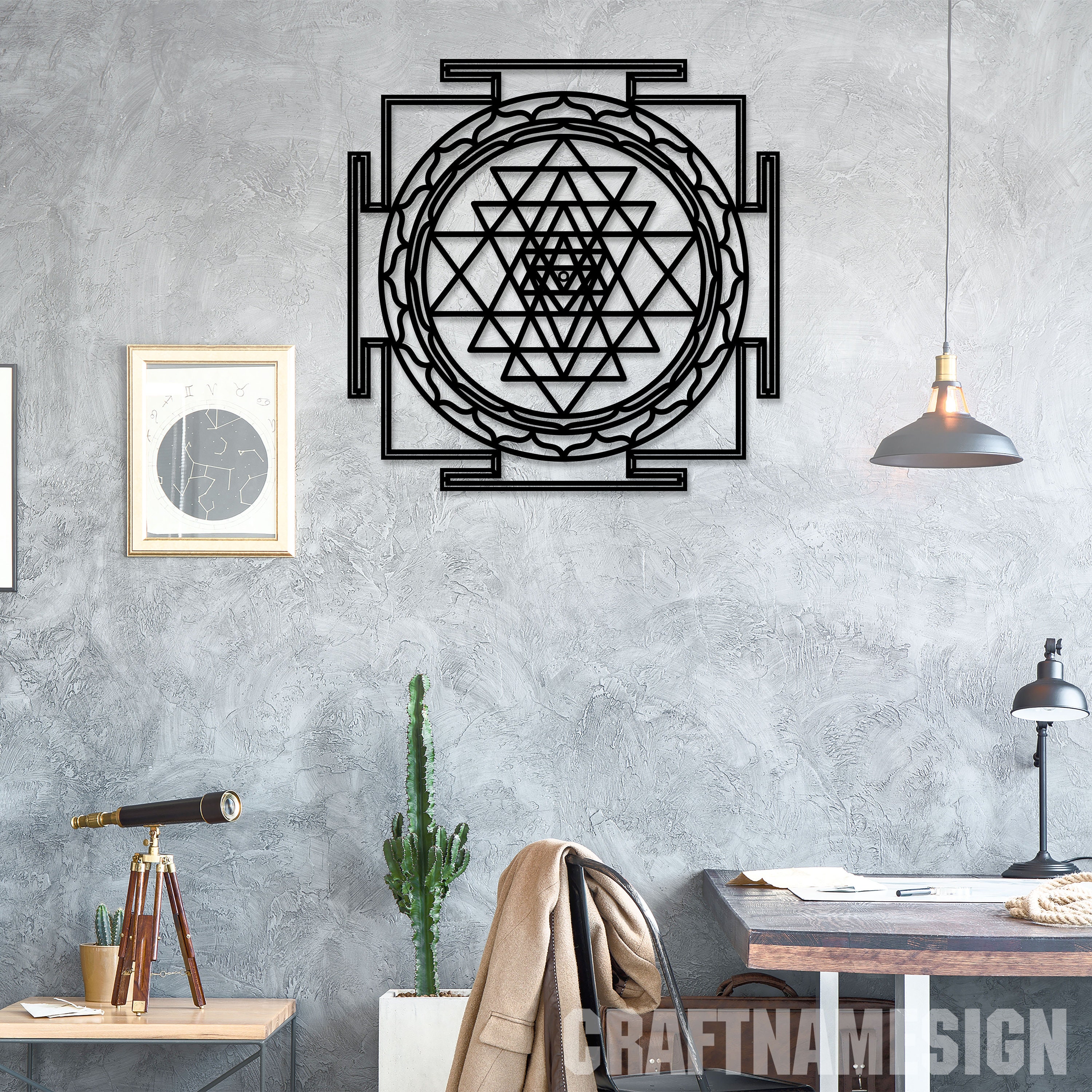 Sri Yantra Sacred Geometry Metal Wall Art Led Light, Metal Sign ...