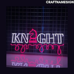 Knight Chess Neon Sign, Chess Led Sign, Custom Neon Sign, Chess Club Wall Art Led Light, Gambling Room Light, Game Club Wall Decor