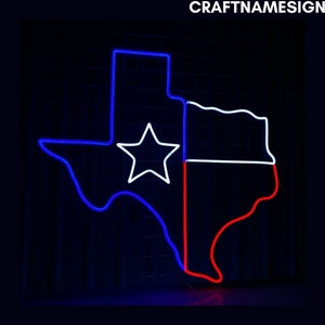 Glücklich 4. Juli Texas Karte Leuchtreklame, Texas US State Unabhängigkeitstag LED-Schild, Benutzerdefinierte Leuchtreklame, 4. Juli Texas Silhouette LED-Licht