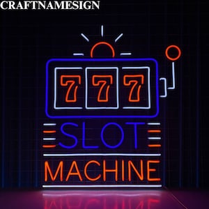 777 Slot Machine Neon Sign, Slot Machine Led Sign, Custom Neon Sign, Casino Bar Lounge Decor, Gambling Room Light, Jackpot Casino Wall Decor