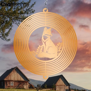Fox Copper Wind Spinner, Hanging Garden Spinner, Outdoor Metal Yard Art Decor, Rustic Windspinner Gift for Gardener and Nature Lovers