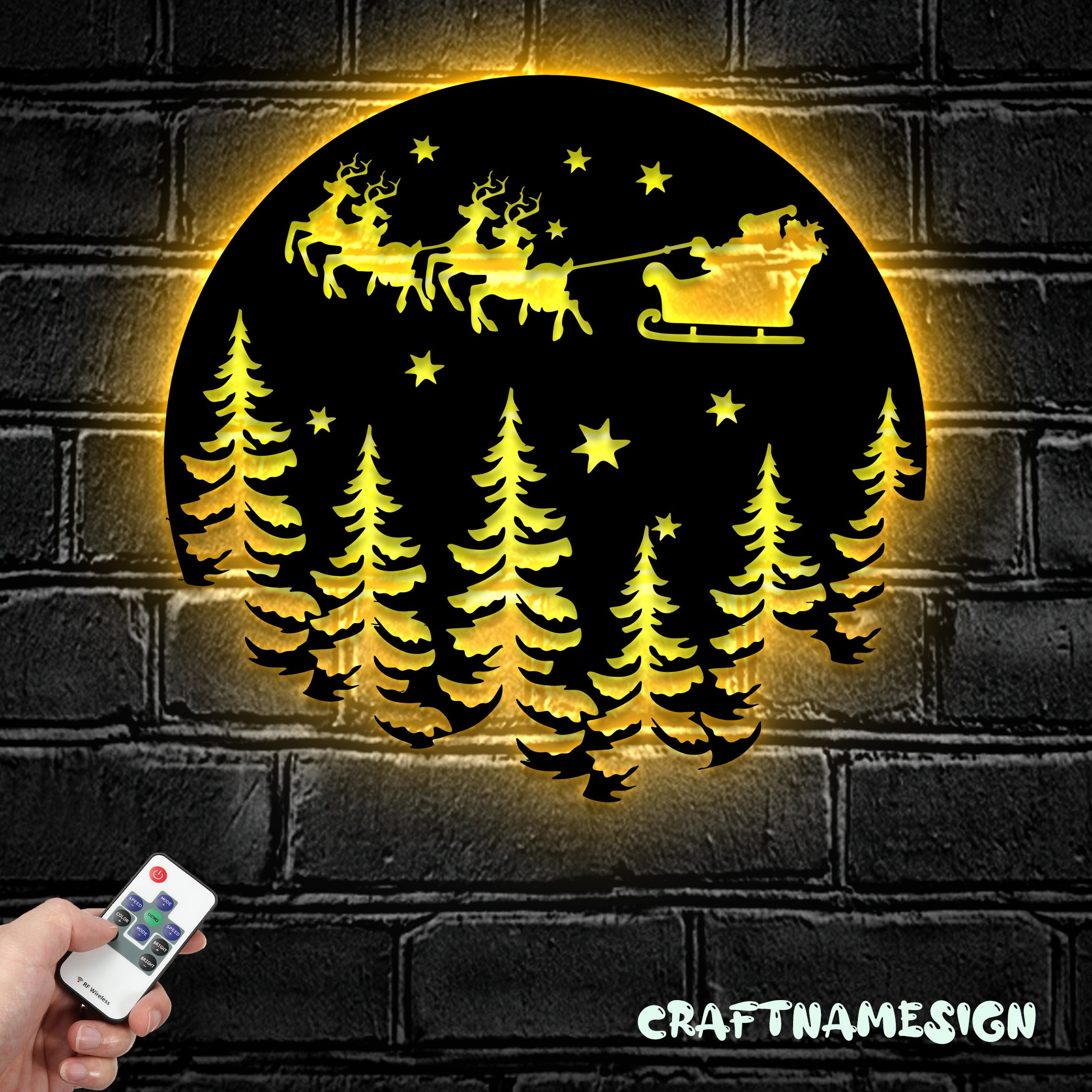 Santa Claus Metal Wall Art LED Light Santa's Sleigh Sign | Home Decor ...